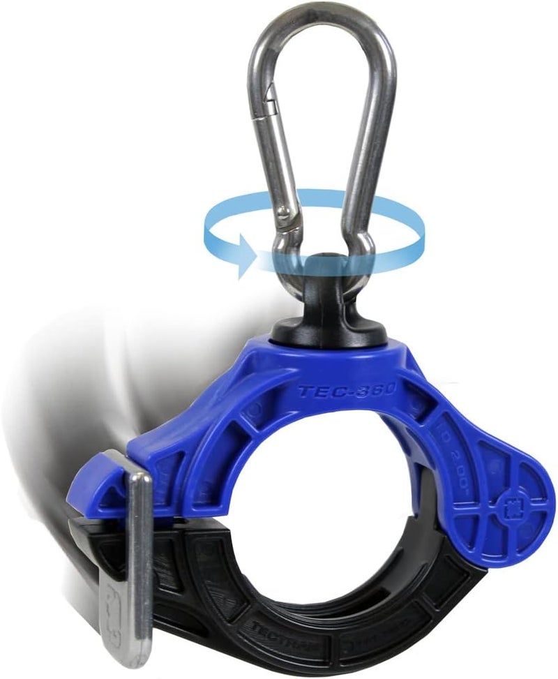 Tectran Multi-Purpose TEC-360® Swivel Clamp | Stainless Steel Clip | Color-Coded | (2.00" ID | Blue) - Image 1